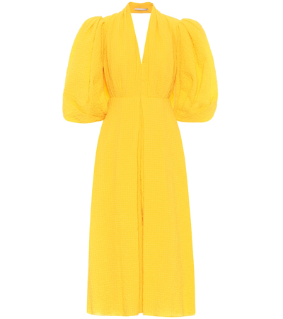 Emilia Wickstead Deva Open-back Cotton-blend Cloqué Midi Dress In Yellow