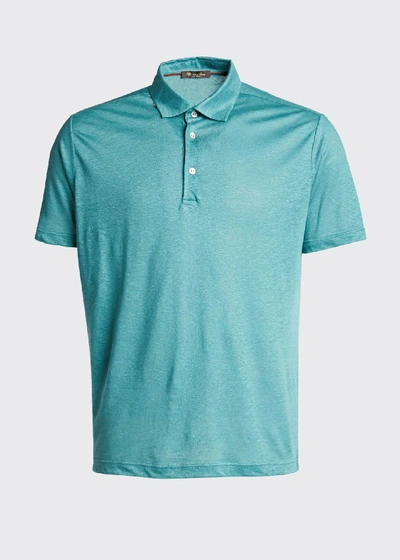 Loro Piana Men's Linen Jersey Dublon Polo Shirt In Dark Blue