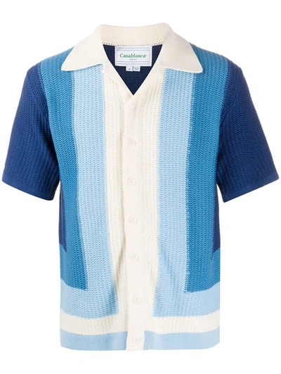 Casablanca Yass Knitted Cotton Sweater In Blue