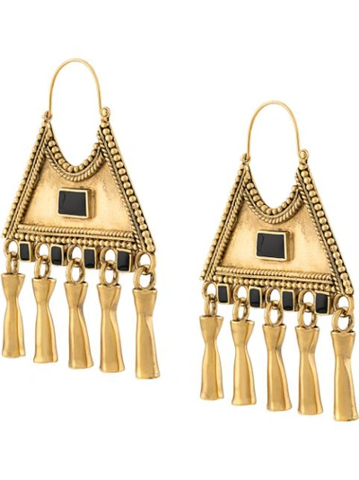 Saint Laurent Triangle-charm Earrings In Gold