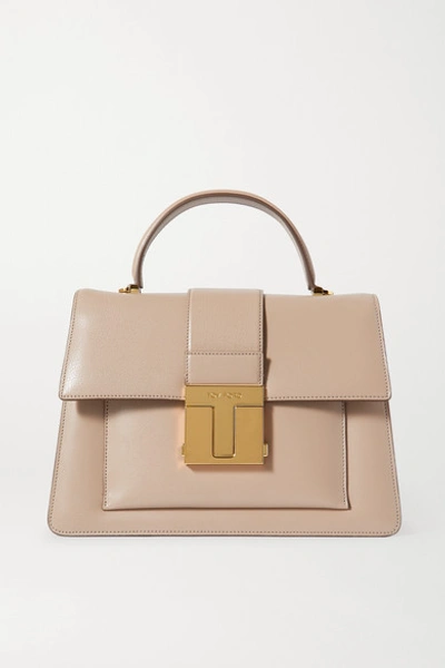 Tom Ford 001 Medium Leather Tote In Taupe