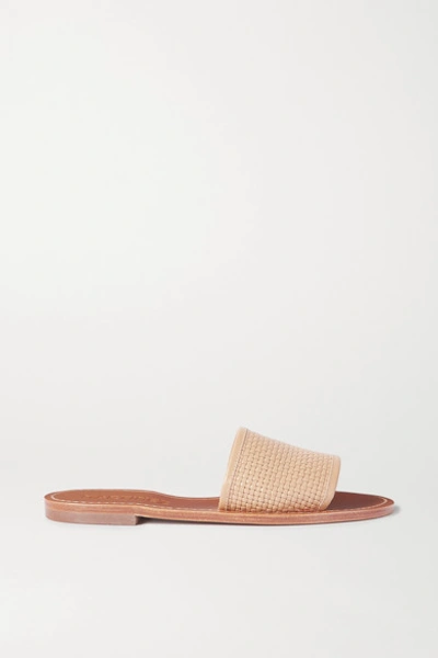Souliers Martinez Playa Telar Woven Leather Slides In Neutral