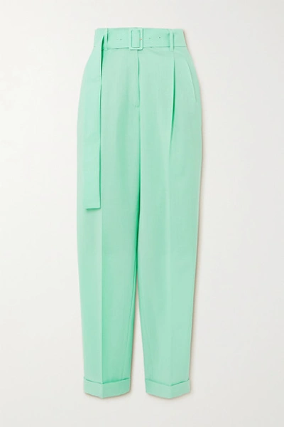 Agnona Wool And Mohair-blend Tapered Pants In Turquoise