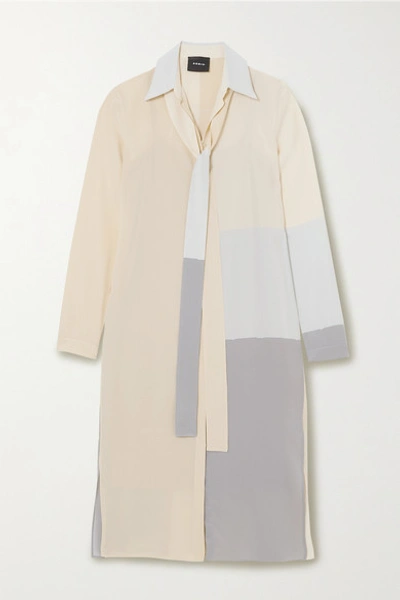 Akris Color-block Mulberry Silk Crepe De Chine Tunic In Ivory