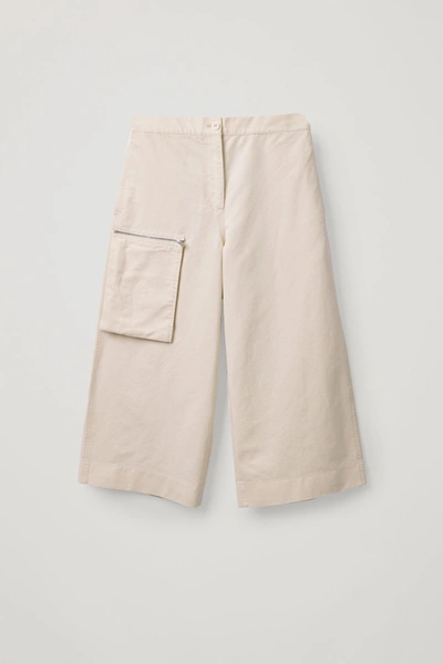 Cos Cotton-linen Detachable-pocket Culottes In Beige