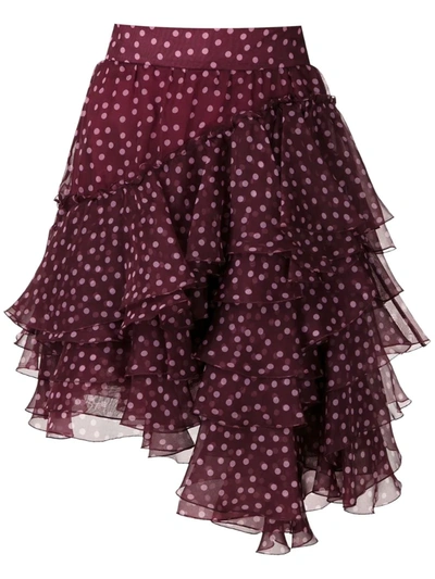 Dolce & Gabbana Short Polka-dot Print Organza Skirt In Red