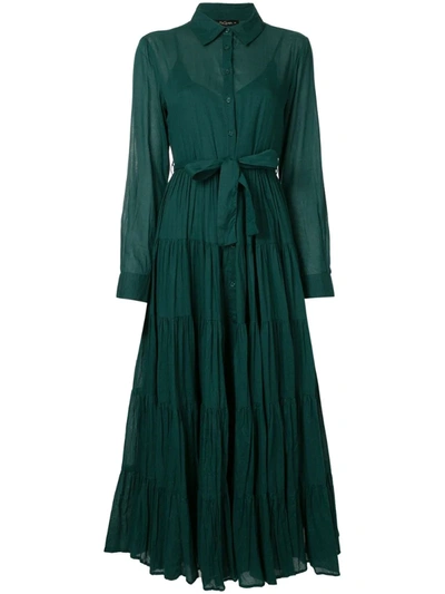 Mes Demoiselles Calam Banded Cotton-poplin Shirt Dress In Green