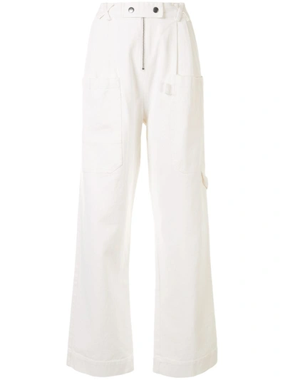 Sea Mara High-rise Cotton-twill Trousers In White