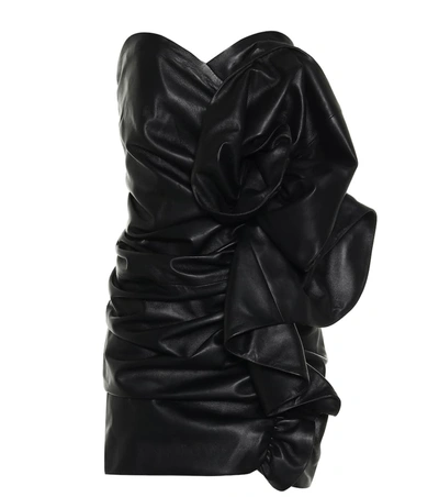 Alexandre Vauthier Strapless Ruffled Leather Mini Dress In Black