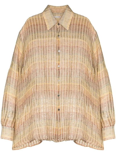Our Legacy Borrowed Open-weave Striped Linen Shirt In Yellow Multi