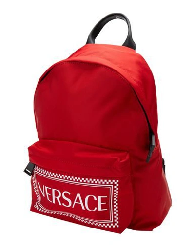 Versace Graphic Logo Backpack In Red