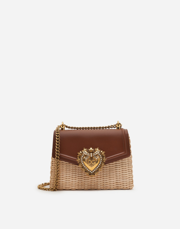 Dolce & Gabbana Medium Devotion Bag In Wicker And Calfskin | ModeSens