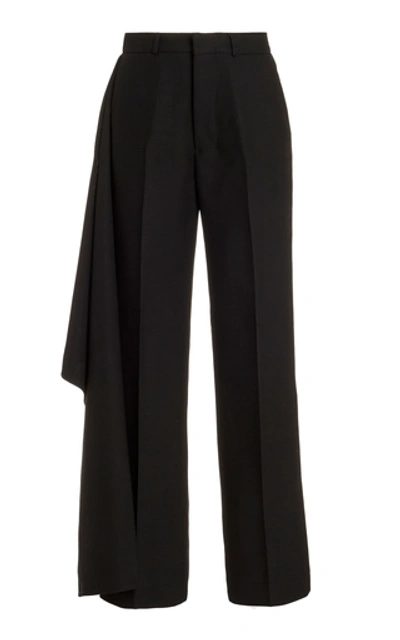 Ami Alexandre Mattiussi Drape-detailed Cropped Wide-leg Trousers In Black