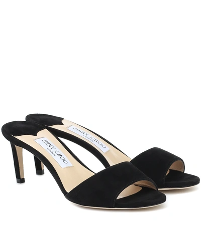 Jimmy Choo Stacey 65 Suede Sandals In Black