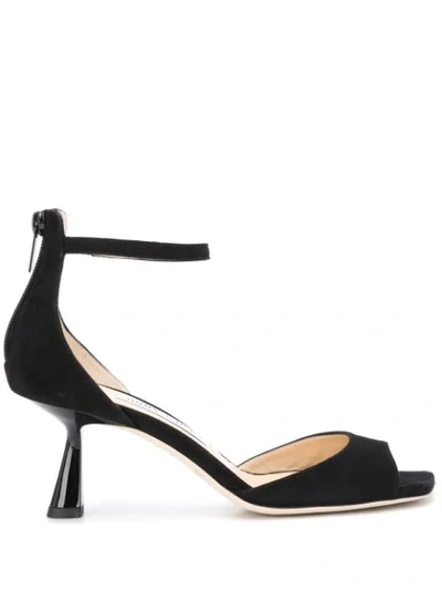 Jimmy Choo Reon 65 Spool-heel Suede Sandals In Black