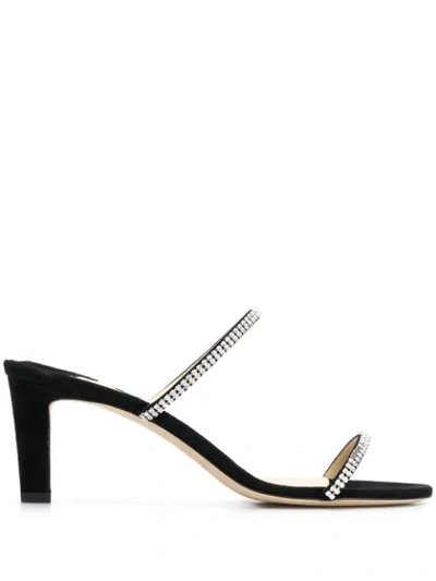 Jimmy Choo Brea 65 Crystal-embellished Suede Sandals In Black