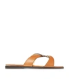 Jimmy Choo Atia Crisscross Flat Slide Sandals In Brown