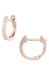 Ef Collection Mini Diamond Hoop Earrings In Rose Gold