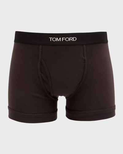 Tom Ford Logo-trim Boxer Briefs In Ebony