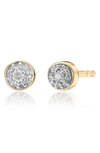 Monica Vinader Diamond And 18k Yellow Gold Vermeil Fiji Tiny Button Stud Earrings In Y Gold