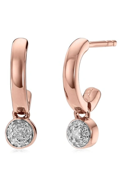 Monica Vinader Rose Gold Plated Vermeil Silver Fiji Tiny Diamond Button Huggie Hoop Earrings In R Gold