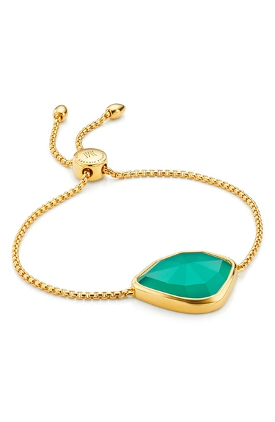 Monica Vinader Green Onyx And 18k Yellow Gold Vermeil Siren Nugget Friendship Chain Bracelet In Gold/ Green Onyx