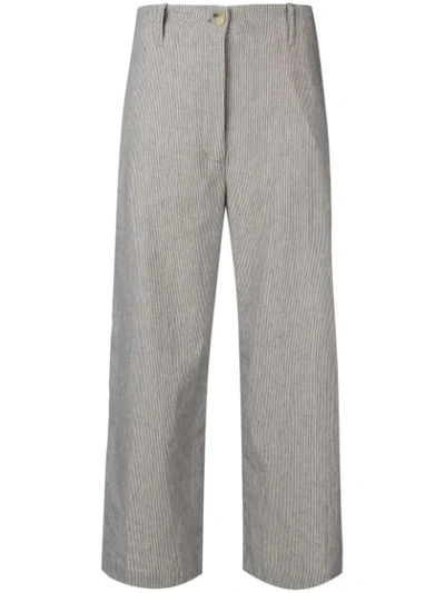 Semicouture Cropped Wide Leg Trousers In Neutrals