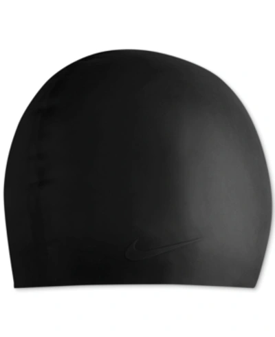 Nike Solid Silicone Swim Cap Women's Swimsuit In Black