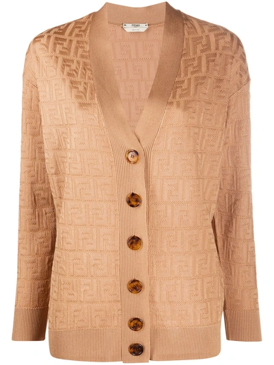 Fendi Ff Logo Embossed Cardigan In Elmtree