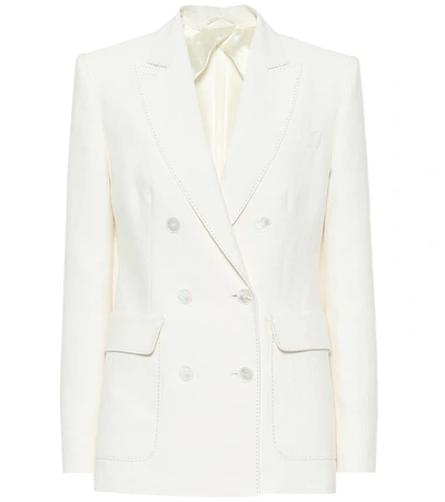 Max Mara Ottuso Linen And Silk Blazer In White