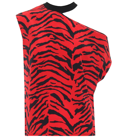 Rta Axel Printed Silk Off-shoulder Top In Red