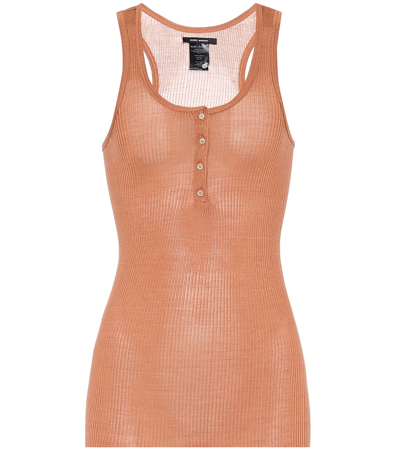 Isabel Marant Louisali Ribbed-knit Silk Tank Top In Orange