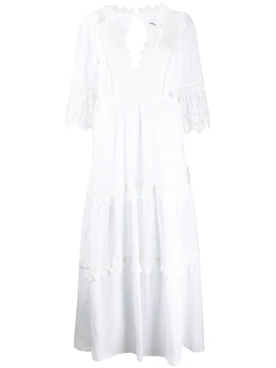 Self-portrait Voile Cotton Maxi Dress In White