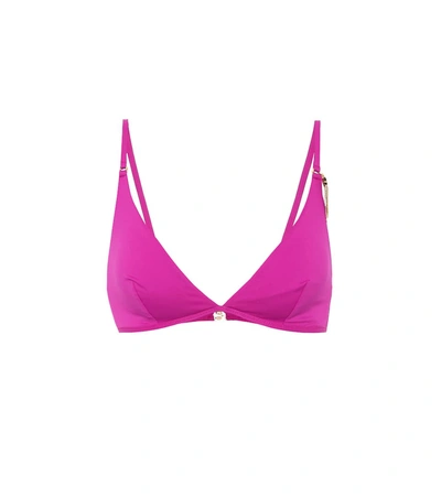 Stella Mccartney Embellished Triangle Bikini Top In Pink