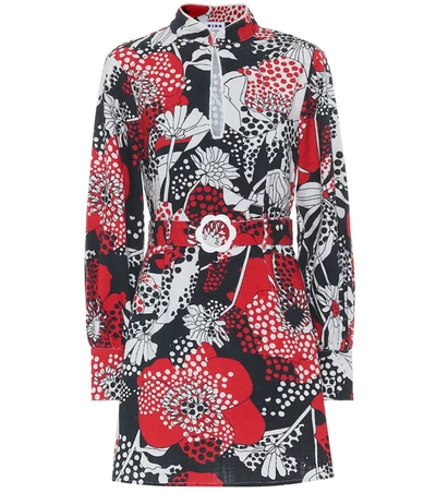 Rixo London Michelle Belted Floral-print Cotton-canvas Mini Dress In Multicoloured