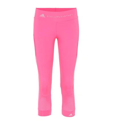 Adidas By Stella Mccartney Performance Essentials Cropped Mesh-paneled Stretch Leggings In Pink