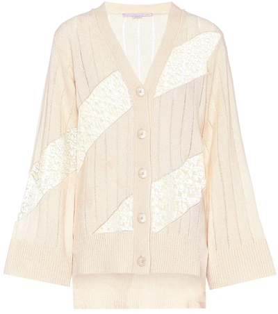 Stella Mccartney Lace-trimmed Cashmere Cardigan In White