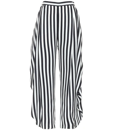 Stella Mccartney Alicia Striped High-rise Silk Pants In Black