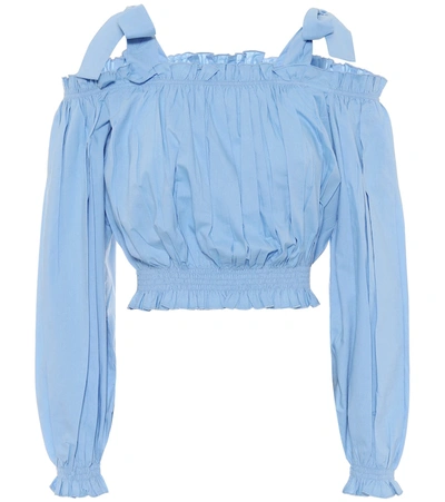 Alexandra Miro Gypsy Cotton Crop Top In Blue
