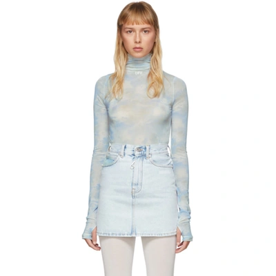 Off-white Printed Technical-jersey Bodysuit In Lt Blue