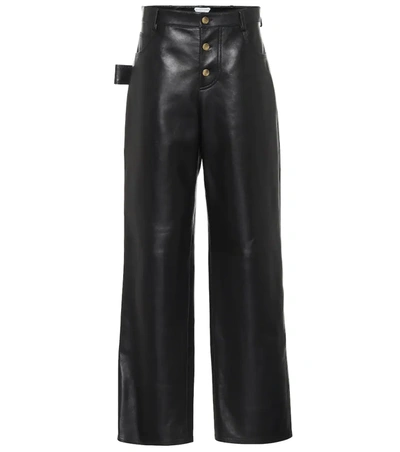 Bottega Veneta Leather Pants W/ Metal Buckles In Black