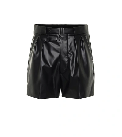 Maison Margiela High-rise Faux Leather Shorts In Black