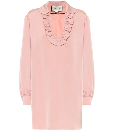 Gucci Embellished Faille Dress In Pink