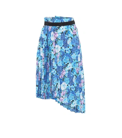 Balenciaga Floral Midi Skirt In Blue