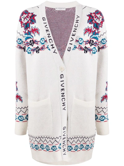 Givenchy Wool-blend Jacquard Cardigan In White