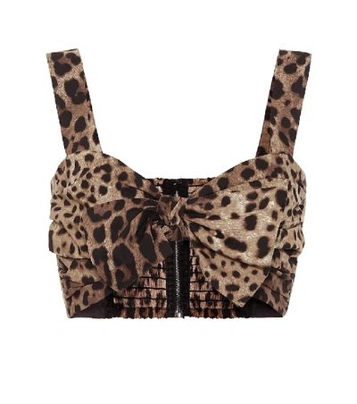 Dolce & Gabbana Bow Front Leopard Printed Top In Animal Print