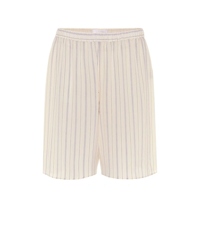 Chloé Women's Striped Silk Shorts In Buttercream