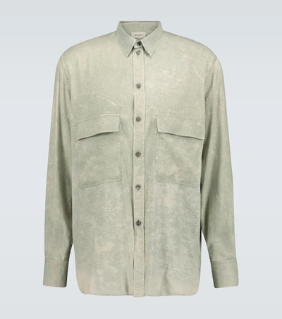 Rochas Quartilla Long-sleeved Silk Shirt In Green