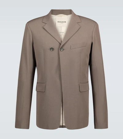 Rochas Qualls Wool And Cotton-blend Blazer In Brown