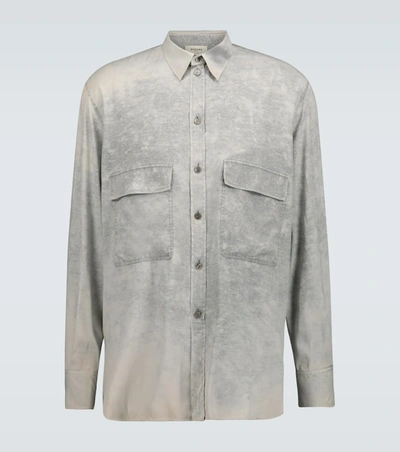 Rochas Quartilla Long-sleeved Silk Shirt In Grey